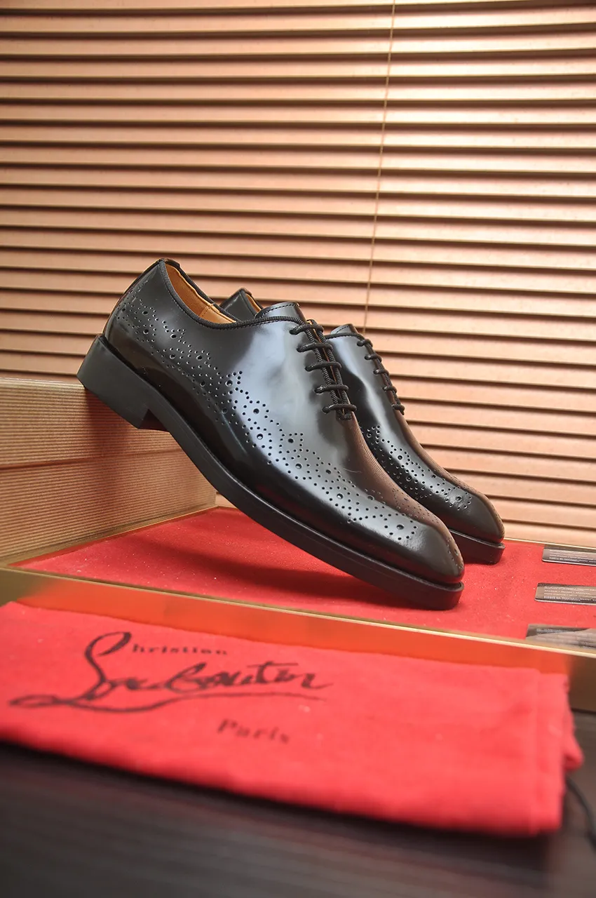 Men's shoes 💰620💶 [Chrstian Loubotin] Red-soled shoes 💋Original mold opening, the highest version on the market, purely handmade ➕Imported cowhide uppers, first-layer water-dyed cowhide lining! Original EU high-gloss outsole. 38 to 45 (45 customized)